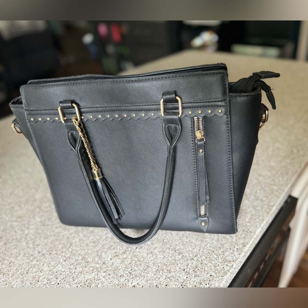 Black faux leather bag